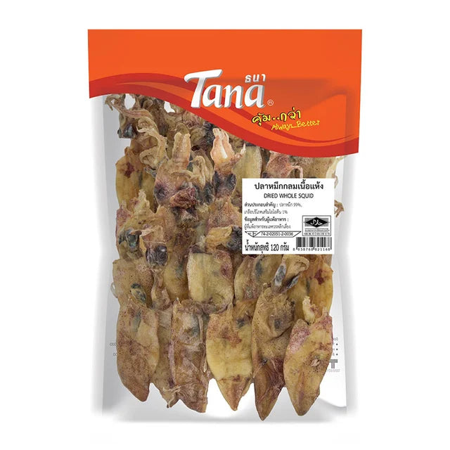 TANA Dried Whole Squid Meat 120 g. | ธนา ปลาหมึกกลมเนื้อแห้ง 120 กรัม
